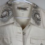Christine Alexander Cream Silver Embroidered Jean Jacket Size M Photo 2