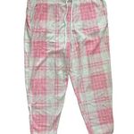 Aerie NWT Snowed In Fuzzy Jogger Plaid Pant Size XL Pink Photo 0