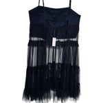 Anthropologie Maeve Black Sheer Overlay Tierred Tulle Dress Large NWT Photo 10