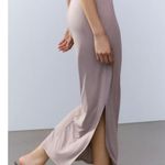 ZARA NWT pearl gray flowy midi skirt stretchy elastic waistband Photo 5