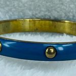 Blue Color Enamel Gold Tone Bangle Bracelet Slip on Vintage Photo 8