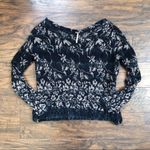 Free People  • Floral Fields sweater black tan knit linen alpaca fuzzy zipper Photo 5