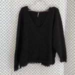 Free People  Irresistible Fringe black‎ brown wool sweater women’s size M Photo 1