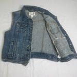 Hollister I Love H81 Denim Vest Women’s JR‎ Medium Blue Button-Up Floral Trim Pockets Photo 4