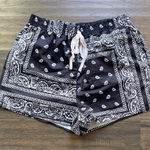 SheIn  Bandana Short Womens Sz XL Black and White Paisley Athletic Shorts Photo 0