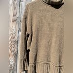 Aerie  Chenille Plush Sunset Soft Turtleneck Oversized Sweater In Olive Green Photo 5