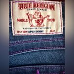 True Religion  Super Skinny Jeans W26 Neon Purple Stitch Distressed Dark Wash Y2K Photo 5