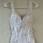 Madrag white corset style top with lace straps, bow detailing and tie up sides;M Size M Photo 0