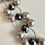 Grey faux pearl and black beaded bracelet Gray Photo 1