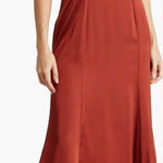 Melrose and Market #250  Ruched Satin Slip Dress in Rust Henna Photo 0