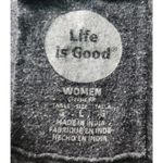 Life is Good Graphic Tee Long Sleeve V-Neck Keep Shining Top Gray Photo 3