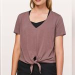 Lululemon Knot Gonna Fly SS V-neck PIMA COTTON active top Tee ANTIQUE Brown 6 S Photo 2