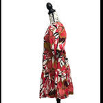 Mlle Gabrielle  Red Floral Tiered Cotton Dress Women’s S | Beach Coastal Cottage Photo 3