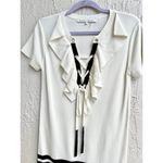 English Factory NWOT Short Sleeve Ruffle Lace Up Stripe Mini Dress White Women S Photo 3