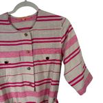 Vilagallo Cream Pink Striped Linen Blend Dress Preppy Office Womens 40 US 8 Photo 1