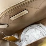 Michael Kors Light Cream Multi Reed Large Belted Satchel Purse Photo 7