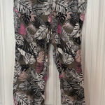 Per Se  Palm Print Linen Blend Drawstring Pants‎ Size Large Photo 0