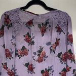 Self Esteem  Lavender Floral Semi Sheer Blouse with Bell Sleeves Photo 7