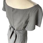 Milly  Women's Gray Flutter Sleeve Wool Sheath Dress Size 6 Office Midi Length Photo 4