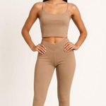 Year of Ours Tan Ribbed Knit Sleeveless Crop Tank Top Pants 2 Photo 0