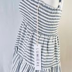 Lumière New  Striped Smocked Babydoll Dress Blue White Photo 10