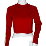 & Other Stories & Other Stories Shirt Womens Medium Red Crop Top White Sleeve Stripe Casual Photo 0
