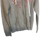 Aeropostale Women's Size Large Grey Pink Logo Hooded Full Zip Up Sweater Photo 2