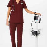 FIGS Casma 3 Pocket Scrub Top Size Small Burgundy Tech Nurse Medical Uniform Photo 0