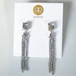 Gorjana  Silver Rhodium Kingston Tiered
Crystal Dangle Earrings Formal Elegant Photo 0