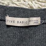 Active Basic  Gray Ribbed Long Sleeve Knit Top Size L Photo 3