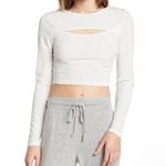 Abound NWT  White Ribbed Keyhole Cutout Crop Top Long Sleeve Medium Photo 0