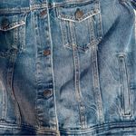 American Eagle AE Oversized Denim Jacket with Large Red Floral Embroidery Size M Photo 6