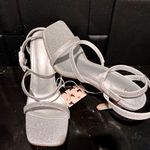 Stilettos NWT MYSOFT Silver Sparkly Women's Size:8 Square toe 4” w/ Ankle Strap Photo 1