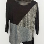 AB Studio  Size XL Women Top‎ Geometric Black And Gray Pattern Photo 0