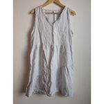 Lucky Brand Dress Linen Women’s V-Neck Sleeveless Striped Tiered Blue White Sz M Photo 2