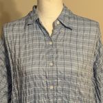 Max Studio  Crinkled Blue/White Plaid Longsleeve Top NWT Photo 6