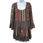 Anthropologie Easel Paisley Babydoll Tiered Ruffle Long Sleeve Bohemian Tunic Dress Small Photo 3