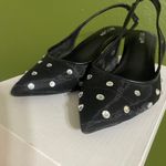 On 34th Baeley Womens Striped Knit Slingback Sandals Heels Black Size 6 Photo 1