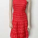 Anthropologie [] Maeve Coral Eyelet Tiered Low Back Sleeveless Midi Dress Size 4P Photo 2