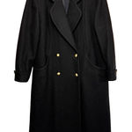 Worthington Vintage Women's Wool Blend Long Trench Top Coat  Black Size 14 Gold Photo 0