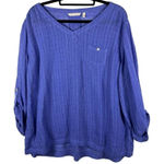 Soft Surroundings Topanga Top Blouse Size L Purple Linen Cotton Crinkle Gauze Photo 0