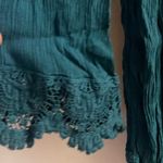 Westport 1962 Womens Boho Blouse Teal Green S Oversized Bust 40” Crochet Neck Photo 3