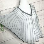 Vintage Sheer Beaded Silver Gray Dolman Sleeve Blouse Top Shawl One Size Size M Photo 0