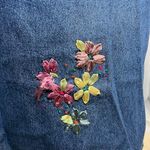 Christopher & Banks Jumper dress denim embroidered ribbon flowers 1990s Photo 3