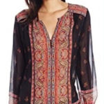 Joie  100% Silk Haya‎ Tunic Top Paisley V-Neck Long Sleeves Medium MSRP $288 Photo 0