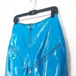 I am gia I.AM.GIA Isla Patent Leather Zip-Front Pant Size XS Blue Straight Leg Zipper Photo 6