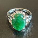 S925 silver green jade ring size 7.5 Photo 0