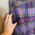 Brooks Brothers purple plaid wool wrap skirt Photo 2
