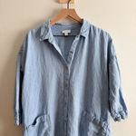 Pure Jill Linen 100% Linen Chambray Dress Size L Blue Size L Photo 1