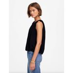 Madewell  Sleeveless Crewneck Bubble Top Black Cotton Pleated Draped Small NWT Photo 1